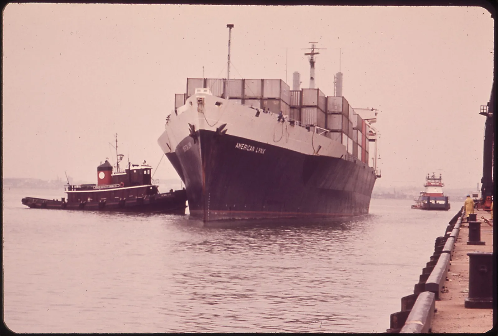 Container ship docking at Dundalk Marine Terminal in Baltimore