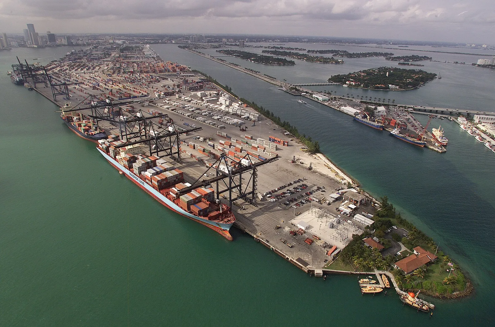 Aerial view of the container terminal at PortMiami